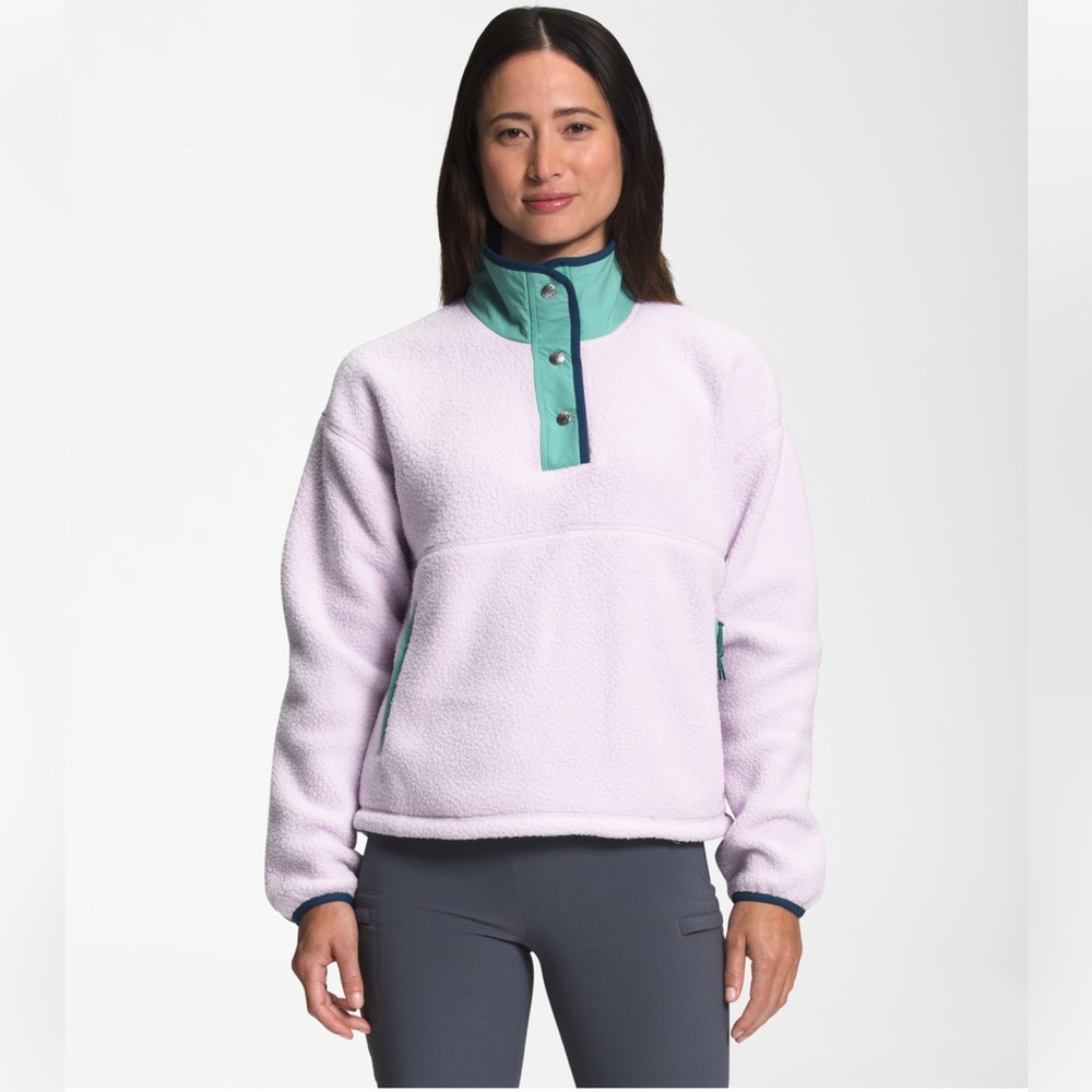 The North Face Women's Cragmont Fleece Quarter Snap Lavender Purple Aqua‎ Navy S